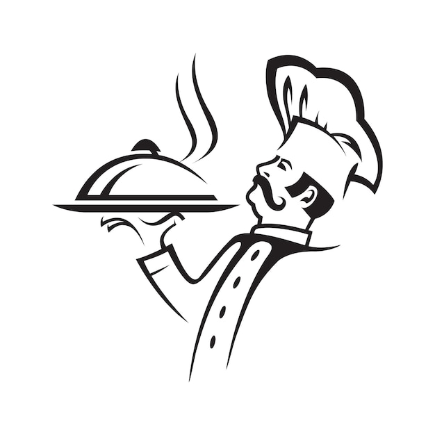Imagem do chef com bandeja de comida na mão