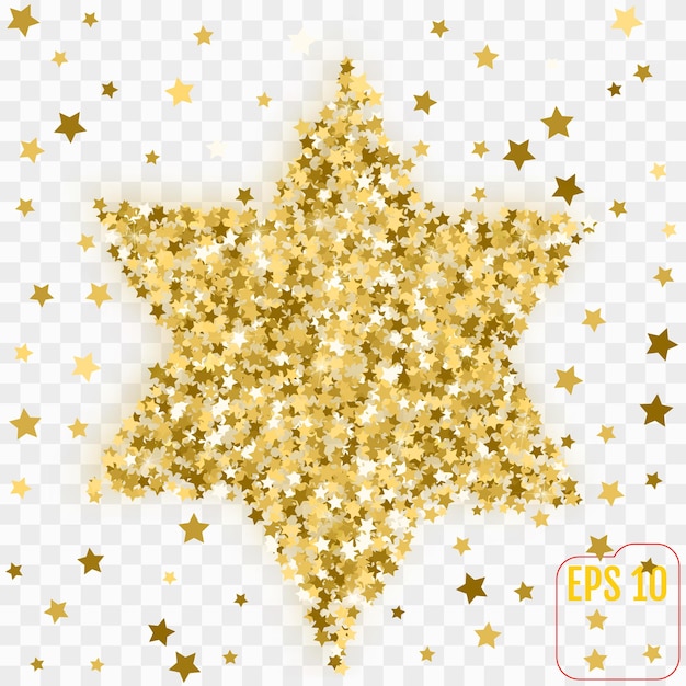 Imagem dourada do conceito de confete estrela de david gold ilustração vetorial