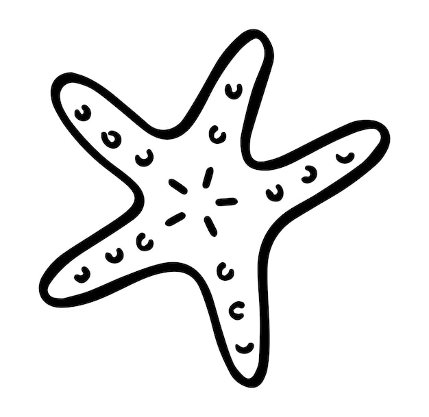 Vetor imagem simples de estrela do mar em estilo doodle