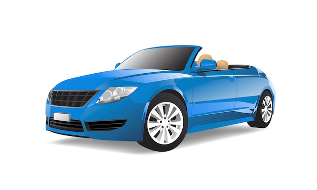 Imagem tridimensional do carro azul isolado no fundo branco
