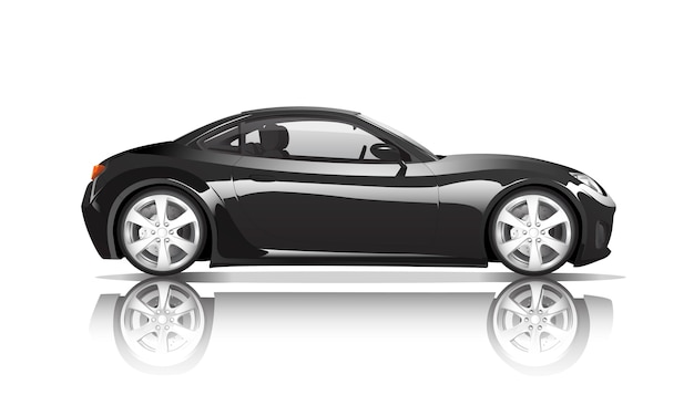 Imagem tridimensional do carro preto isolado no fundo branco