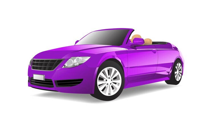 Vetor imagem tridimensional do carro roxo isolado no fundo branco