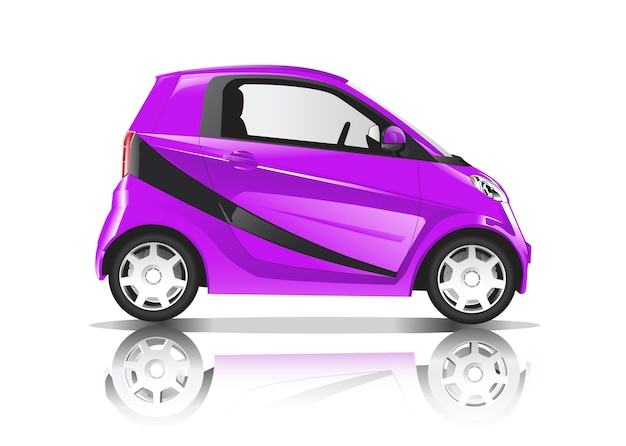 Imagem tridimensional do carro roxo isolado no fundo branco