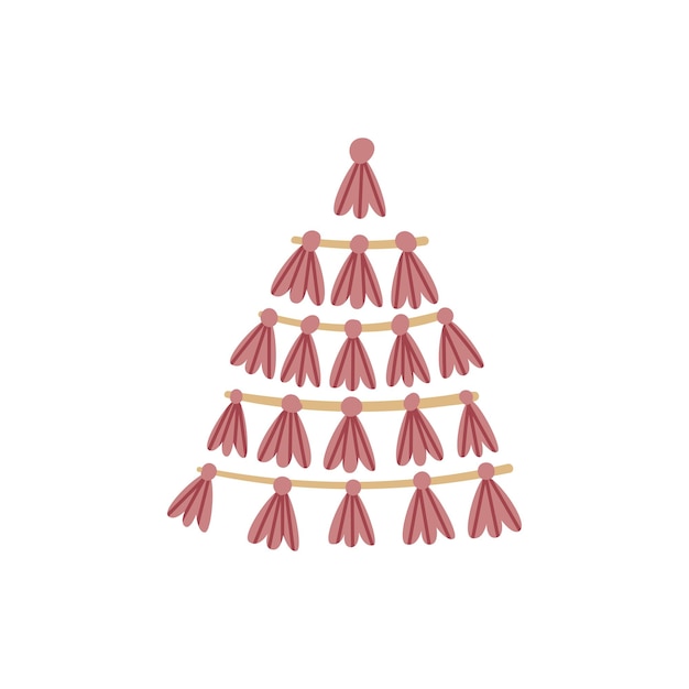 Imagem vetorial de árvore de natal boho para férias de inverno de natal