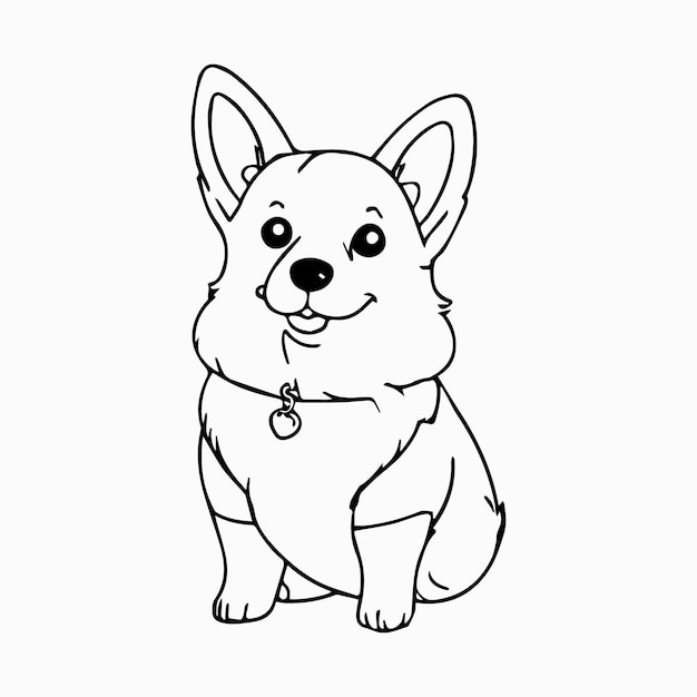 Imagem vetorial de cão Silueta preta isolada em fundo branco Ilustração bonita