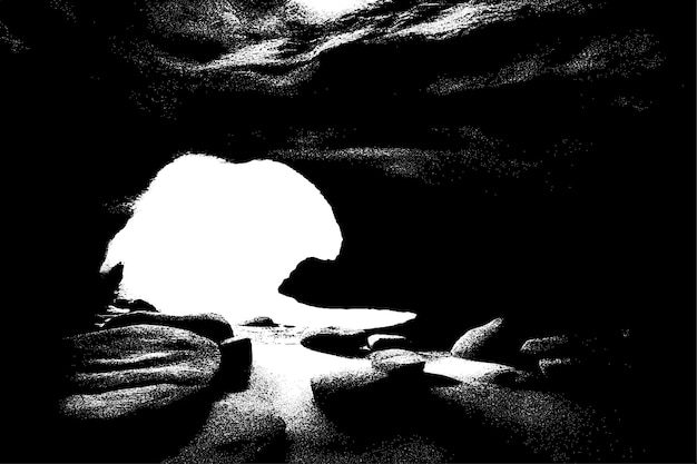 Imagem vetorial de caverna grungy sobreposição monocromática textura de fundo destressada