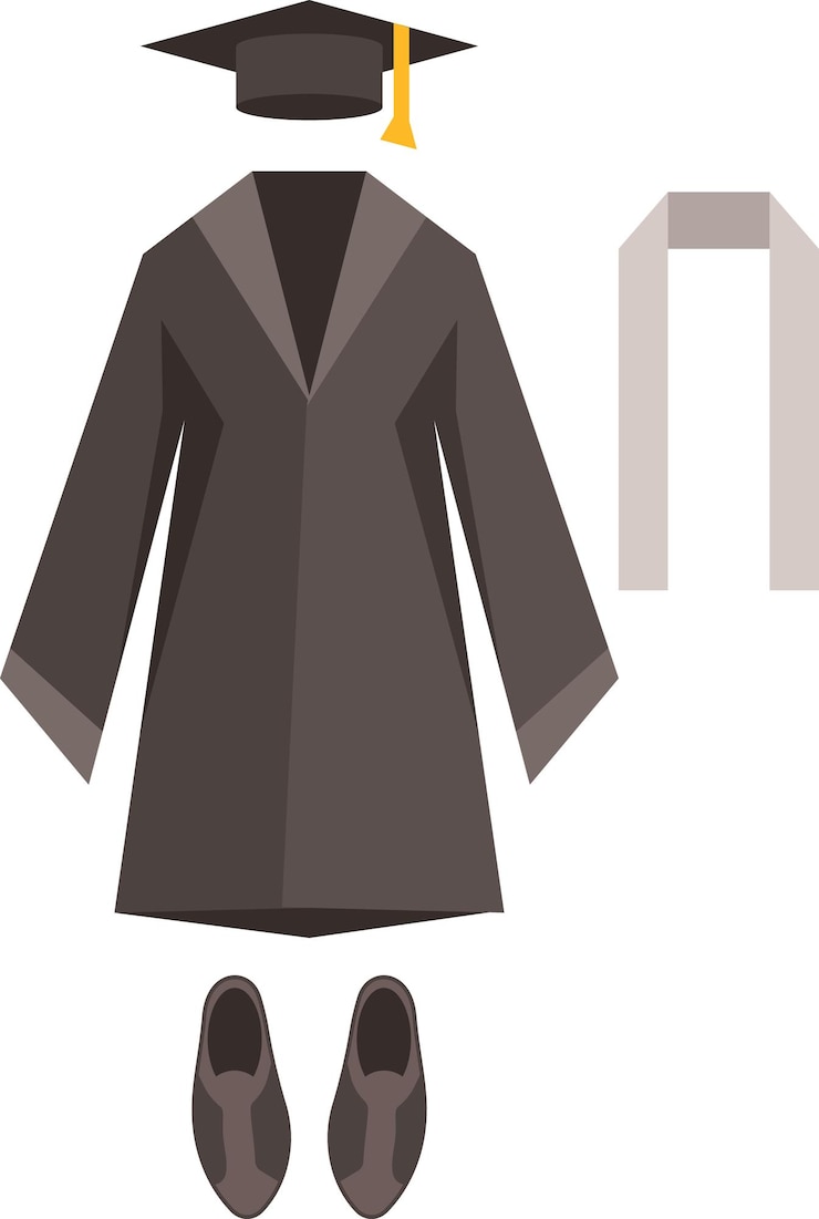 Vetor imagem vetorial de conjunto de roupas para graduados isolado em fundo transparente