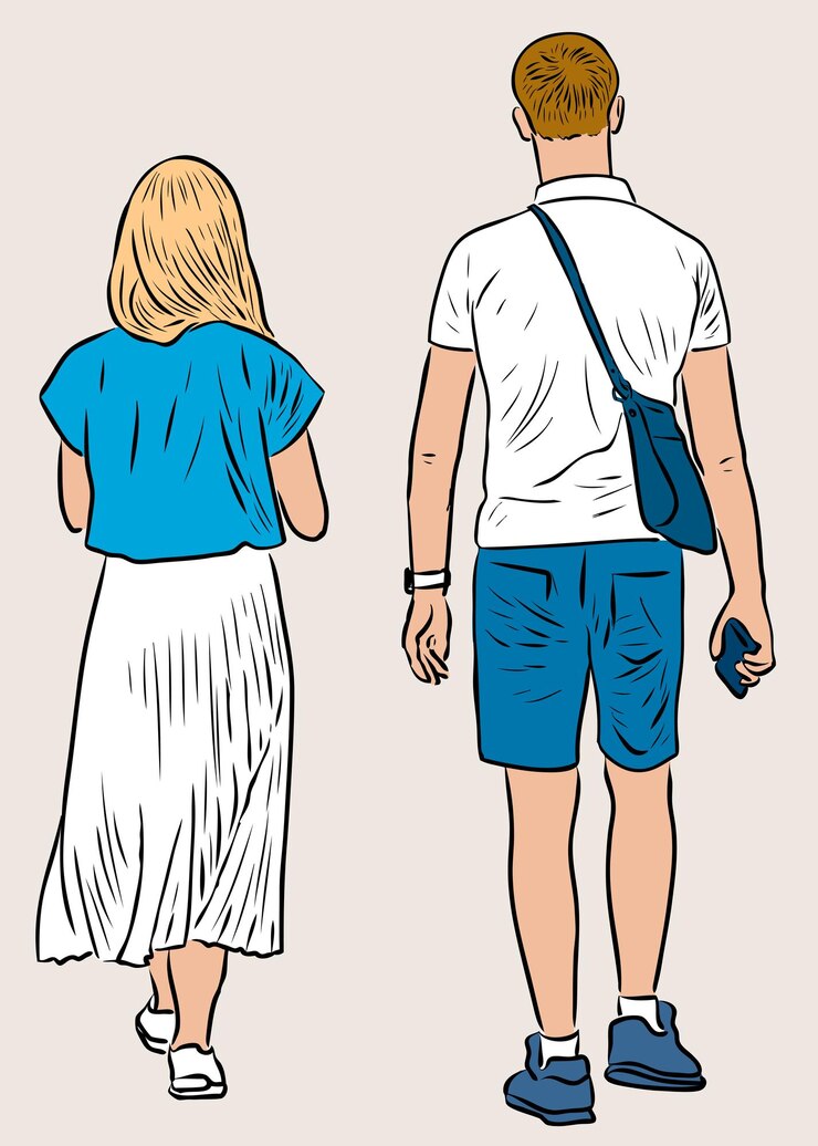 Vetor imagem vetorial de dois jovens cidadãos caminhando ao ar livre no dia de verão