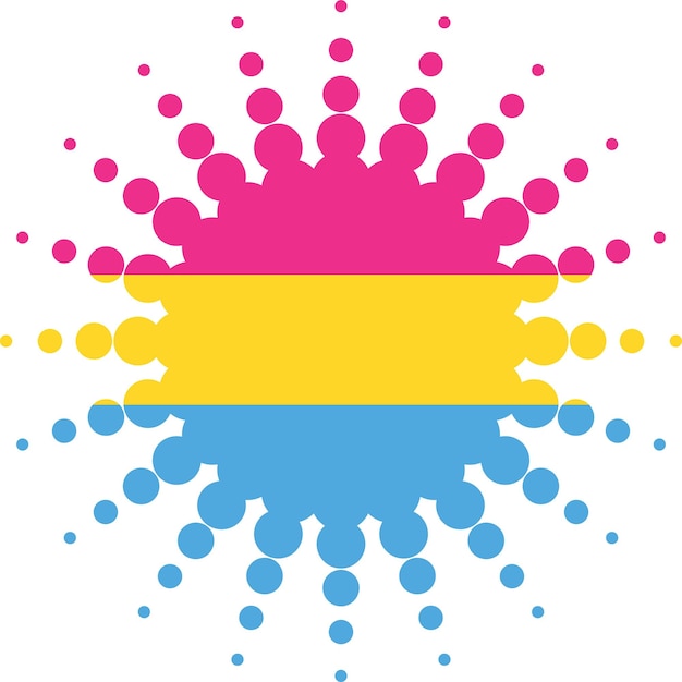 Imagem vetorial de forma de meio-tom com bandeira do orgulho pansexual isolada em fundo transparente