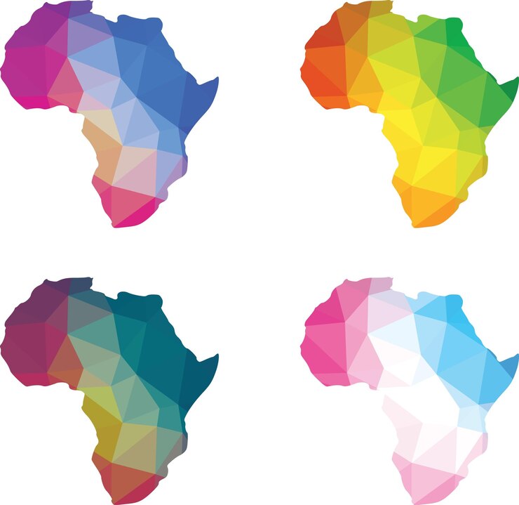 Vetor imagem vetorial de mapa de contorno da áfrica em cores isoladas em fundo transparente