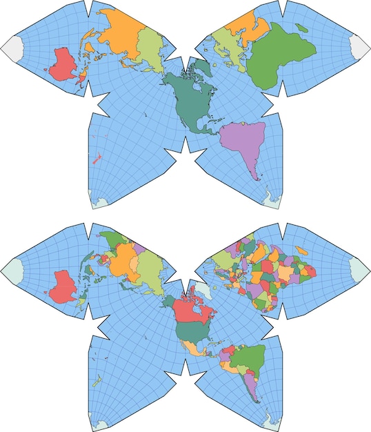 Vetor imagem vetorial de projeção de borboleta de homem de água do mapa mundial