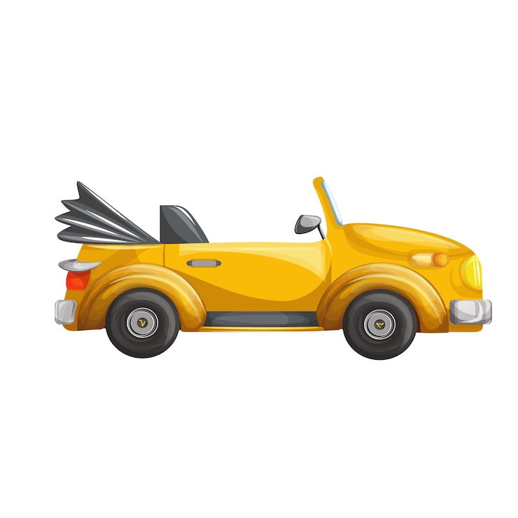 Vetor imagem vetorial de um carro amarelo com teto dobrado