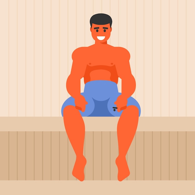 Imagem vetorial de um homem na sauna isolada em fundo transparente
