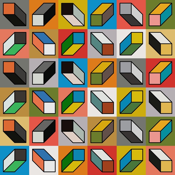 Vetor imagem vetorial de um prisma tetraédrico em uma visão em perspectiva padrão sem costura flyer de cartaz
