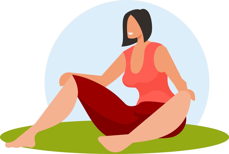 Vetor imagem vetorial de uma mulher sentada na grama isolada no fundo branco