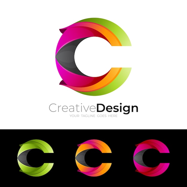 Imagem vetorial do logotipo c, design colorido 3d