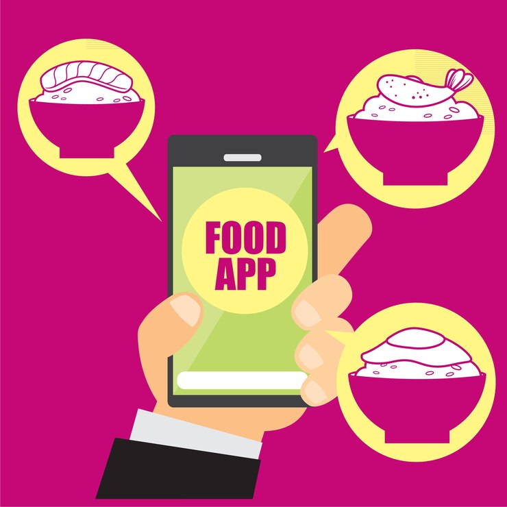 Vetor imagem vetorial sobre aplicativos de alimentos