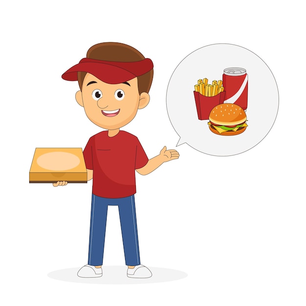 Vetor imagens de clipart de entregador de fast food