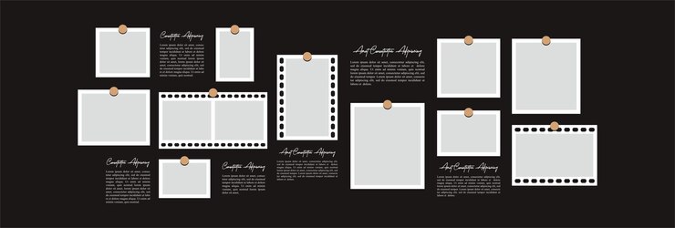 Vetor imagens ou quadros de fotos colagem layout de grade de página quadros de foto abstratos e modelo de parede de fotos digital