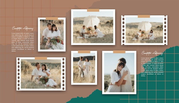 Imagens ou quadros de fotos layout de colagem quadros de foto abstratos e modelo de parede de fotos digital