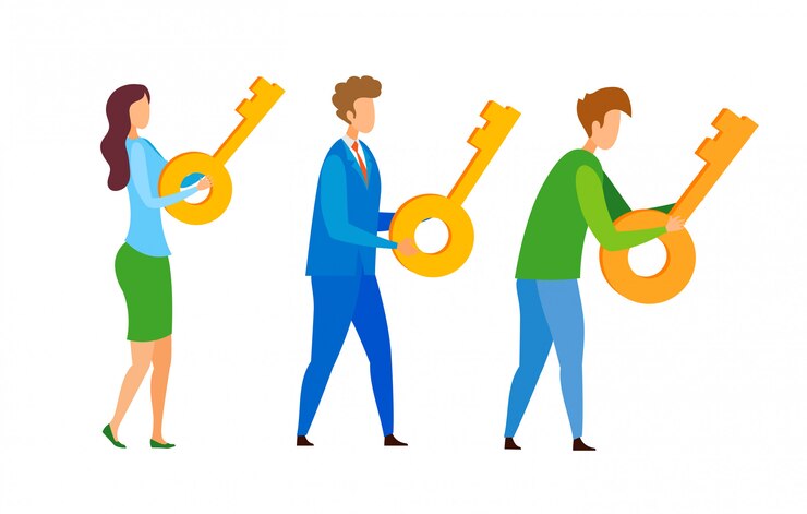 Vetor imobiliário, conjunto de personagens de desenhos animados de vendedor de casa