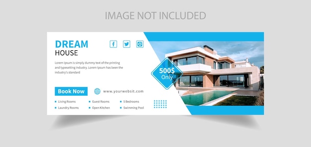 Imobiliário moderno sonho venda casa mídia social capa do facebook banner web