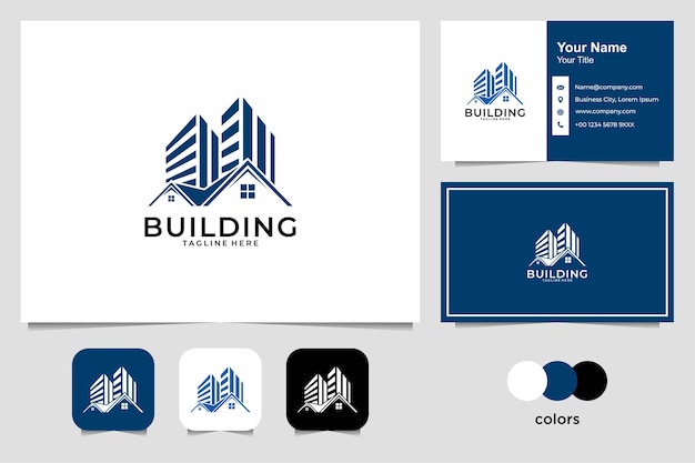 Imóveis com logotipo de construção e casa e cartão de visita