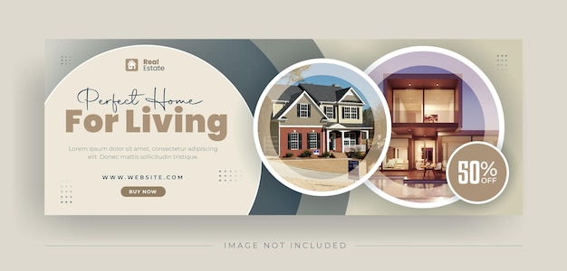 Vetor imóveis e casas para venda design de modelo de banner da web de capa do facebook