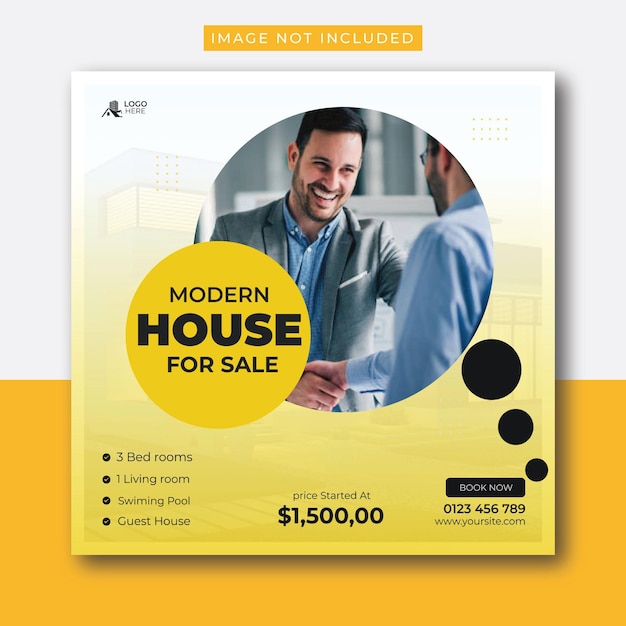 Imóvel, casa, propriedade, postagem no Instagram ou modelo de banner web quadrado