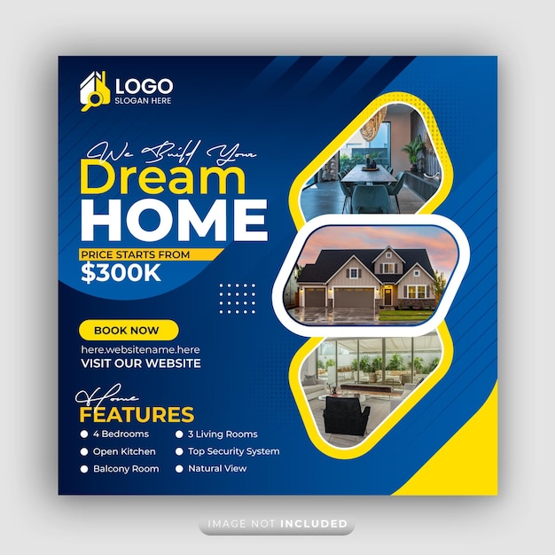 Imóvel casa propriedade venda mídia social cartaz apartamentos de luxo venda anúncios instagram banner