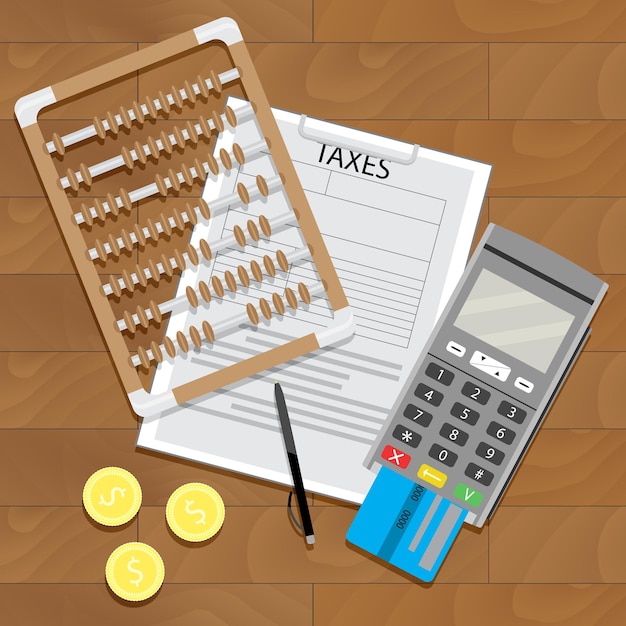 Imposto de negócios e papelada bancária