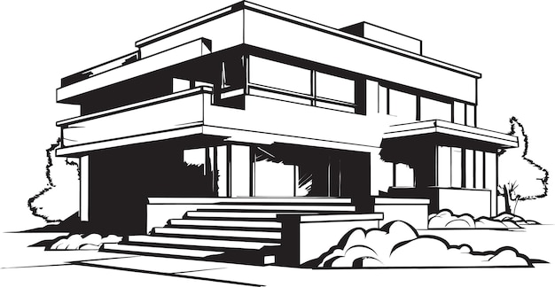 Vetor impressão de domicílio duplex esboço de casa em vector logotipo esboço visionário de nível dual ideia para du