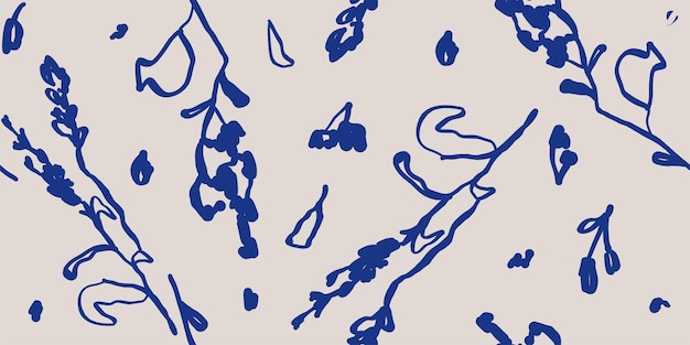 Impressão de flores abstratas simples desenhadas à mão padrão de colagem de moda modelo de moda para design
