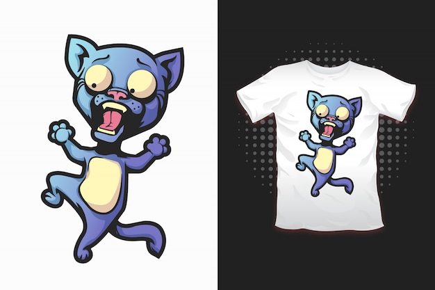 Vetor impressão de gato para design de t-shirt