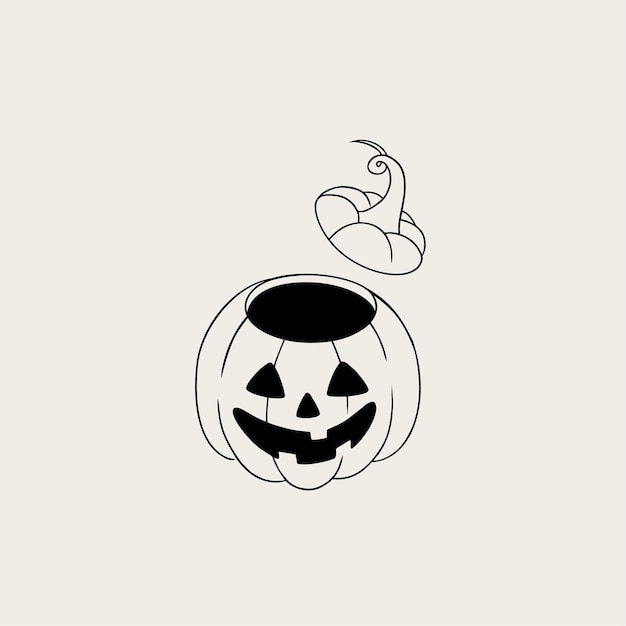 Impressão de vetor de doodle de abóbora de halloween.