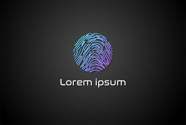 Impressão digital moderna Secure Safe Segredo Forte Tecnologia Inteligente Design de logotipo em vetor