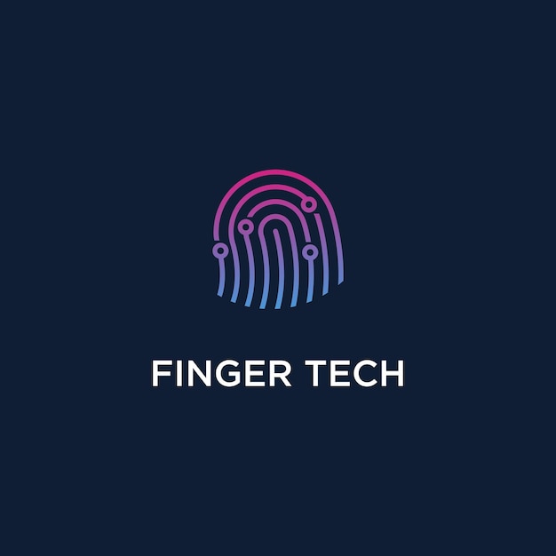 impressão digital simples com design de logotipo de elemento de tecnologia em fundo isolado