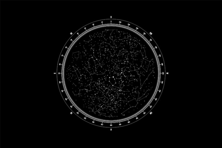 Vetor impressão vetorial de mapa estelar fundo astronômico