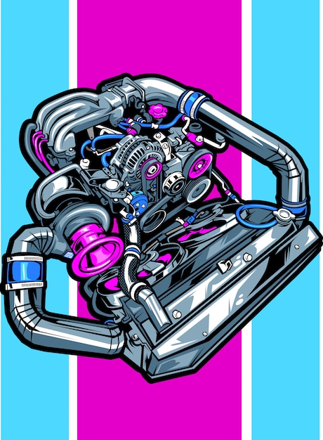 Carro Motor Turbo Símbolo Conceito Desenho Animado Ilustração Vetor  vetor(es) de stock de ©Simplyamazing 441557874