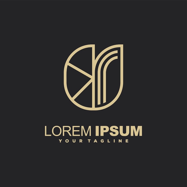 Impressionante design de logotipo em ouro com arte de linha