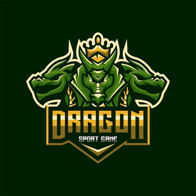 Impressionante dragão esports logotipo modelo premium vector