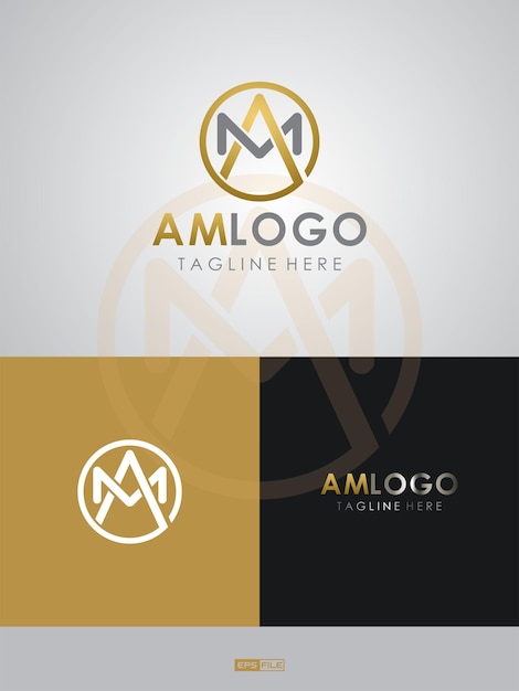 Impressionante logotipo com letra inicial M e A ou A e M vetor de design