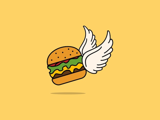 Impressionante logotipo do Flying Burger adequado para negócios de alimentos e bebidas