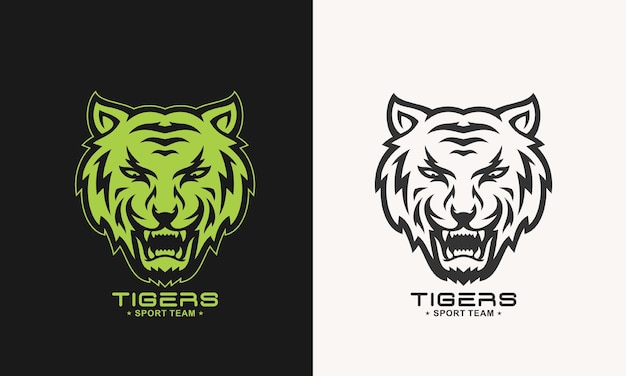 Impressionante logotipo do tigre rujir monocromático