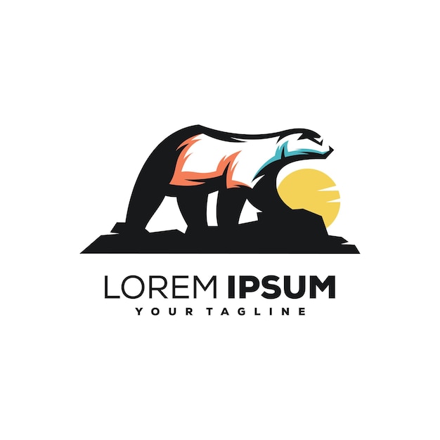 Impressionante vetor de design de logotipo de urso animal