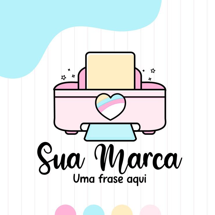 Vetor impressora bonita e vetor de logotipo de coração
