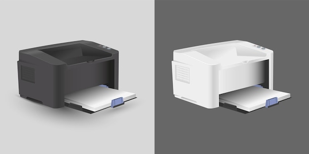 Impressora de computador com tinta branca e cinza