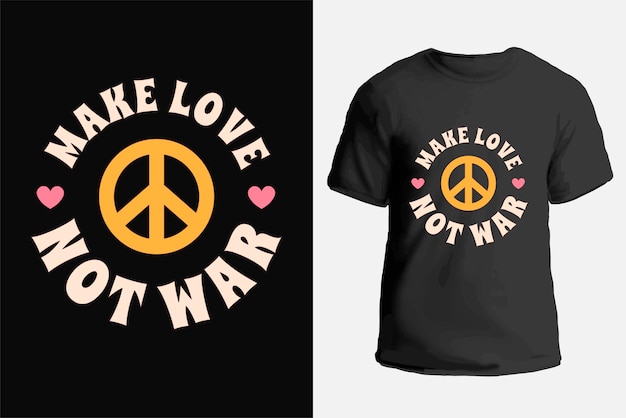 Imprima para roupas com um sinal do pacífico e a inscrição faça amor, não faça guerra ilustração vetorial para uma camiseta