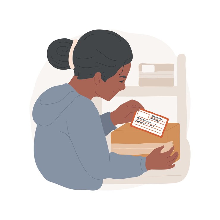 Vetor imprimir a sua etiqueta de retorno isolado ilustração vetorial de desenho animado