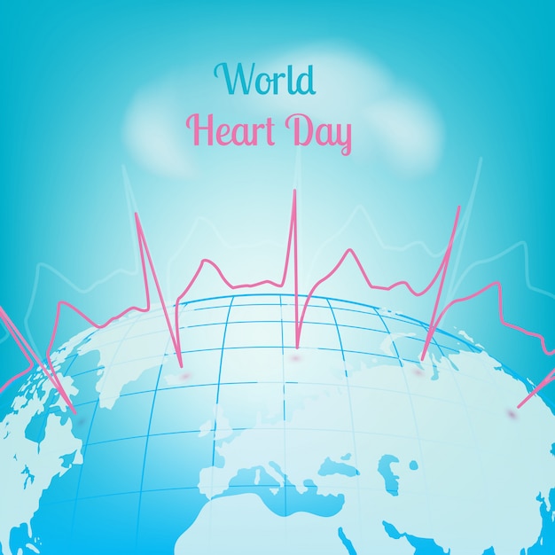Vetor imprimir o cardiograma do dia do coração do mundo